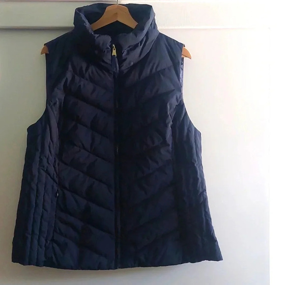Talbots quilted Goose Down Puffer vest Navy blue full zip up Nwot 1X - Picture 3 of 9